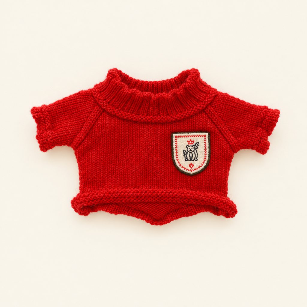 Teddy Sweater & Hoodie – Red Crest – for 30cm Plush