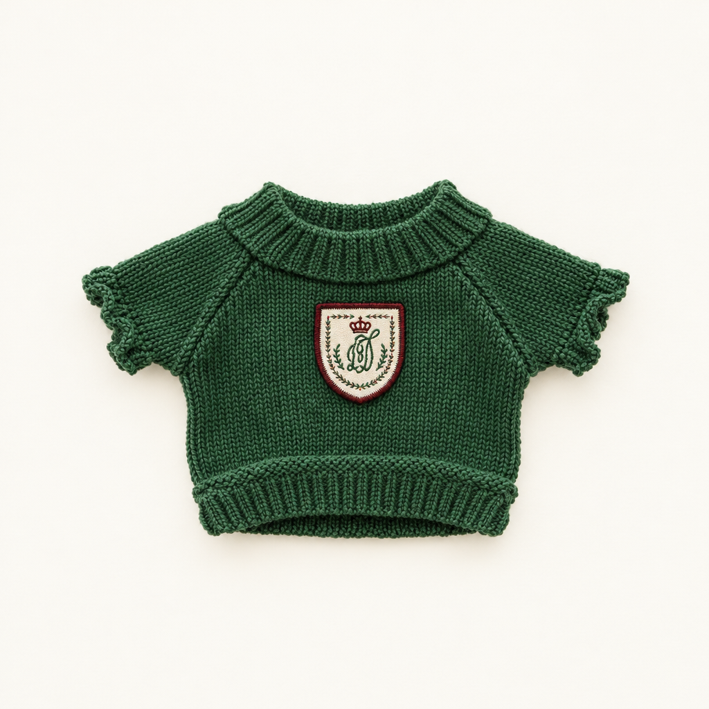 Teddy Sweater & Hoodie – Green Crest – for 30cm Plush