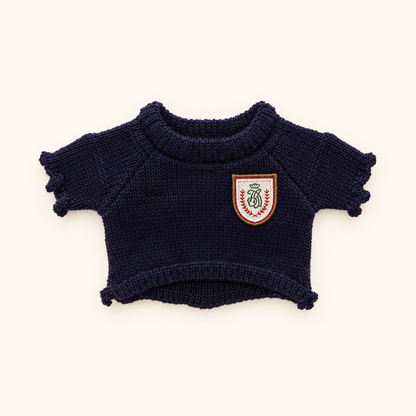 Teddy Sweater & Hoodie – Navy Crest – for 30cm Plush