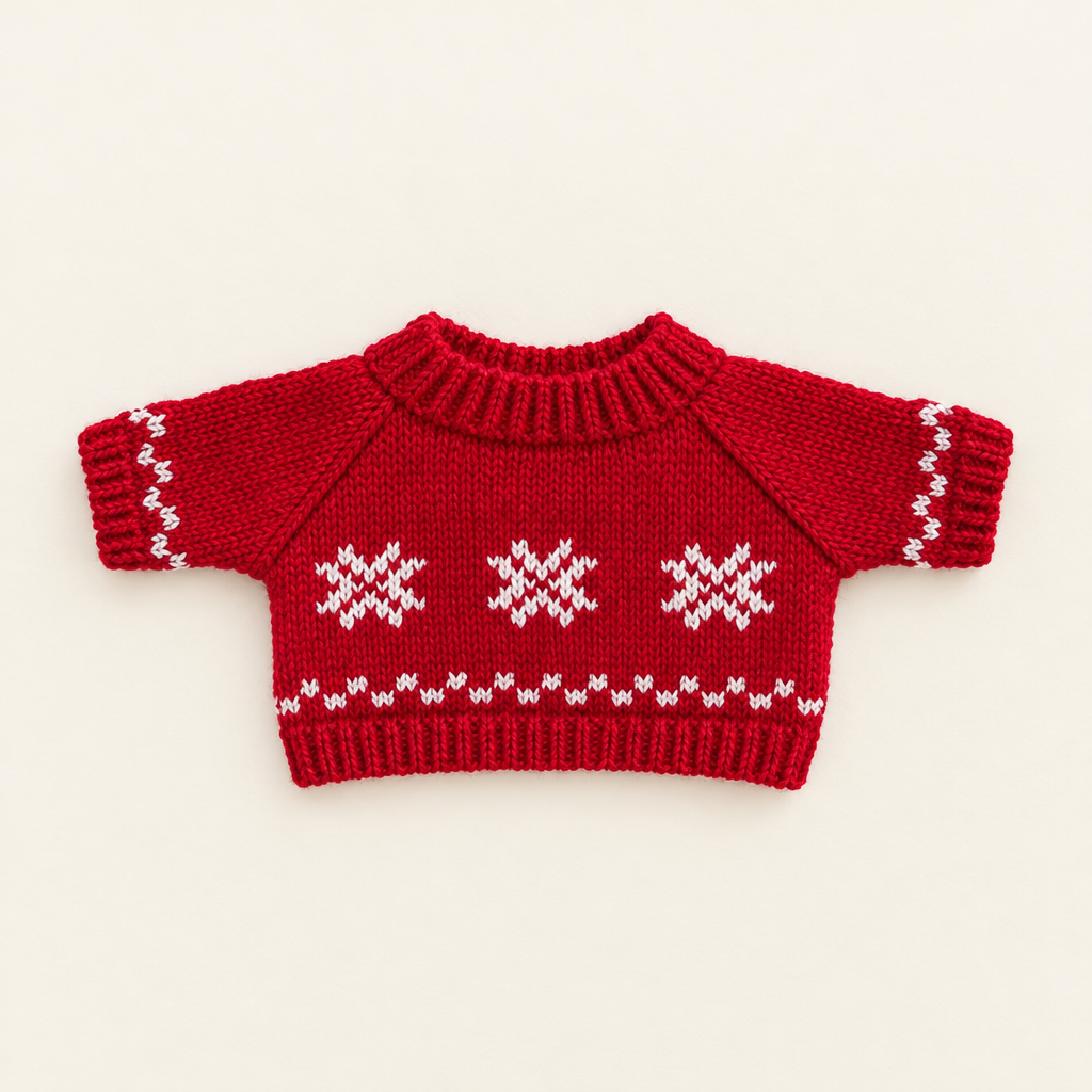 Teddy Christmas Sweater – Red Snowflake – for 30cm Plush