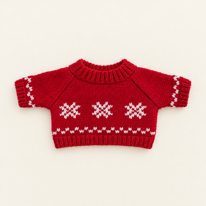 Teddy Christmas Sweater – Red Snowflake – for 30cm Plush