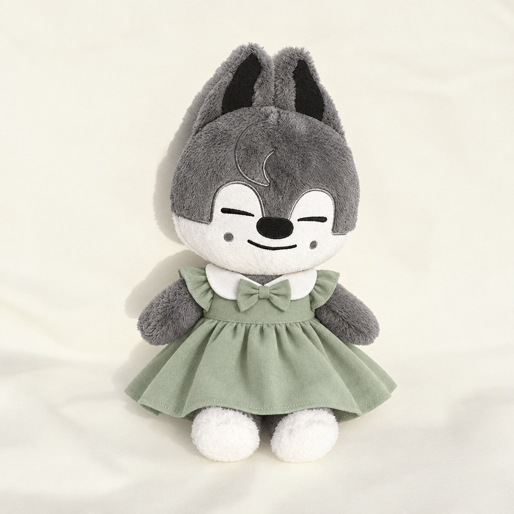 Bow Party Dress – Green Collar – for 40cm Plush