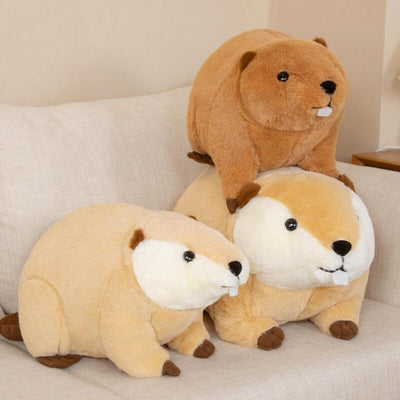 Snuggle Up with Billy & Willy, the Adorable Fluffy Brown Beaver Plushies!