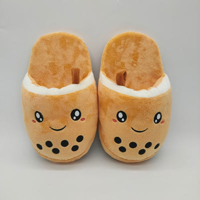 Adorable Bubble Tea-Themed Plush Slippers for Cozy Feet