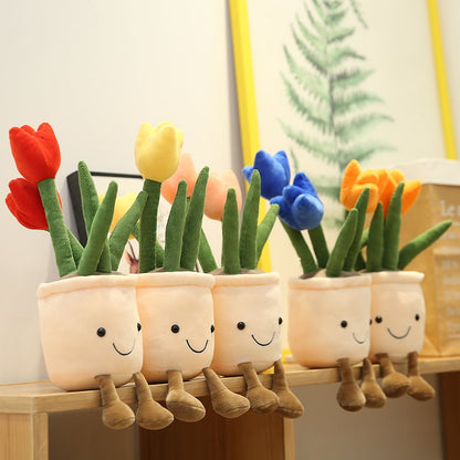 Charming Plush Bubbly Tulip Flower Pot