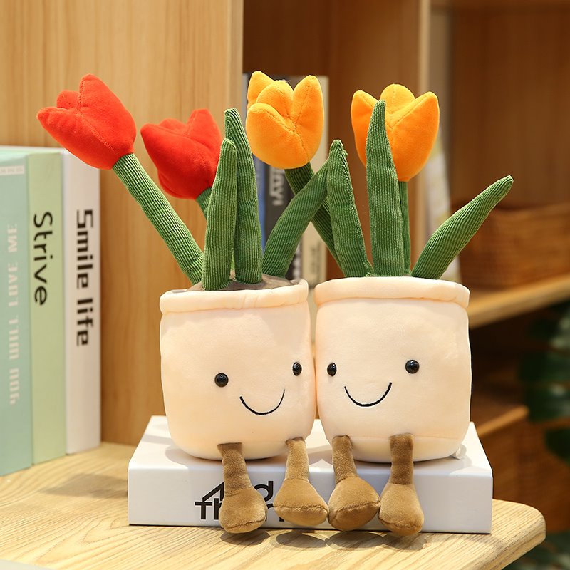 Charming Plush Bubbly Tulip Flower Pot