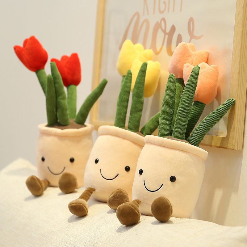 Charming Plush Bubbly Tulip Flower Pot