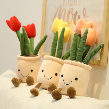 Charming Plush Bubbly Tulip Flower Pot