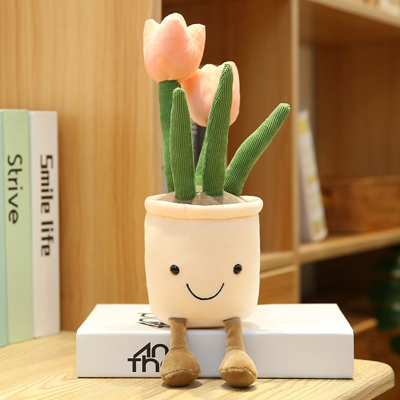 Charming Plush Bubbly Tulip Flower Pot