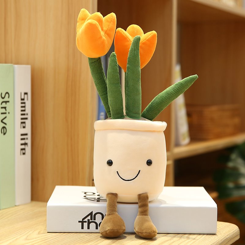 Charming Plush Bubbly Tulip Flower Pot