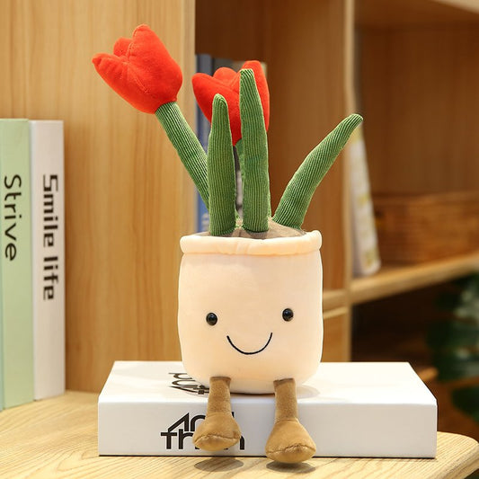 Charming Plush Bubbly Tulip Flower Pot