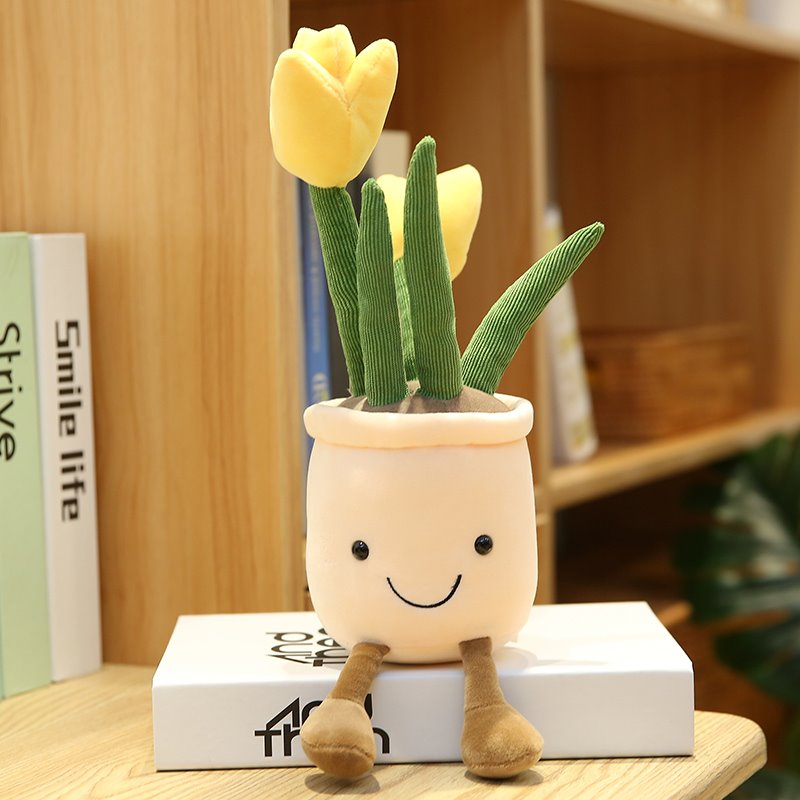 Charming Plush Bubbly Tulip Flower Pot