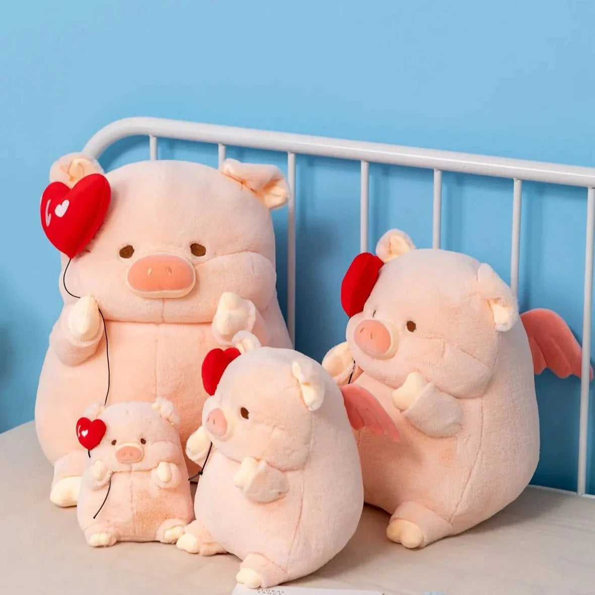 Adorable Chunky Love Heart Piggy Plush Toy
