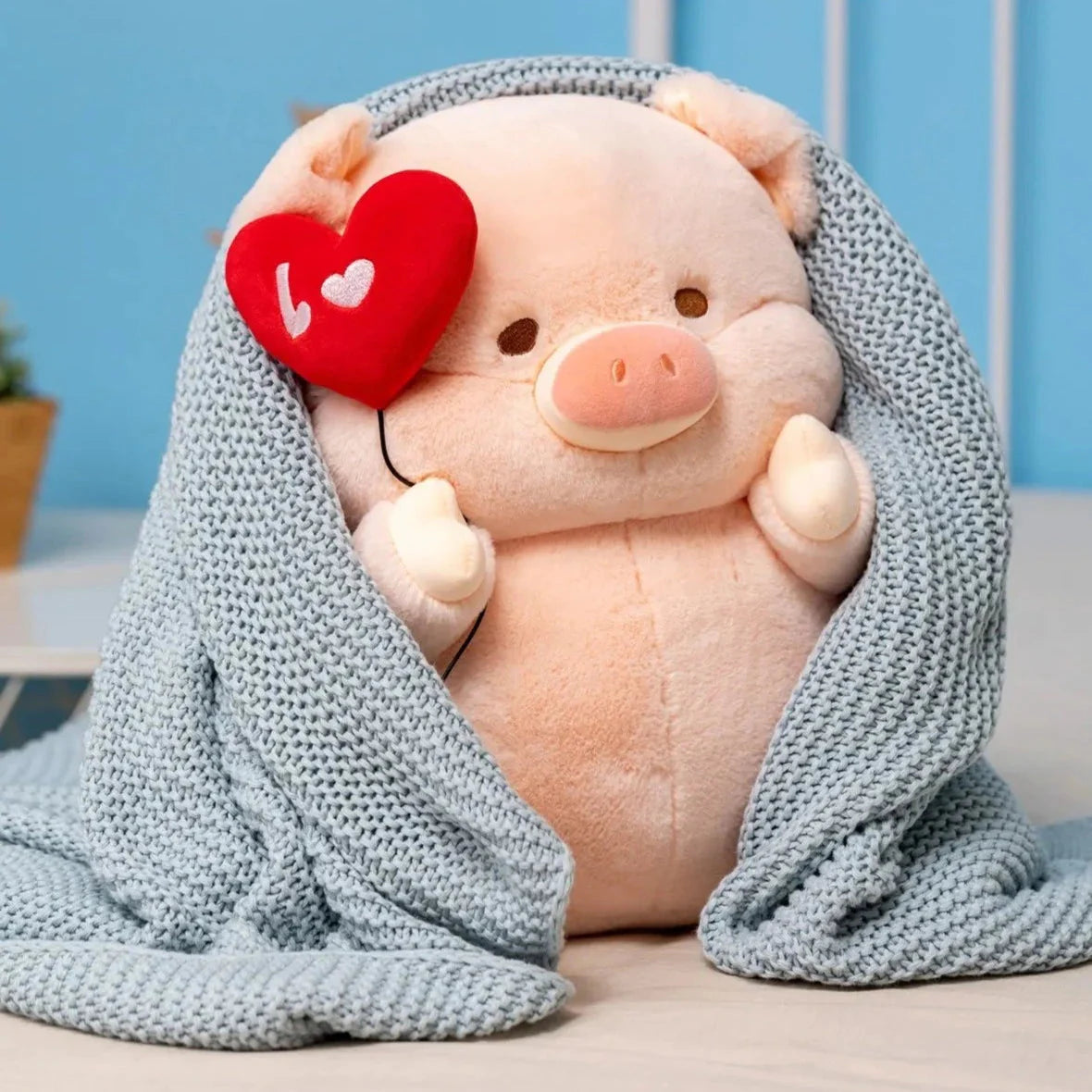 Adorable Chunky Love Heart Piggy Plush Toy