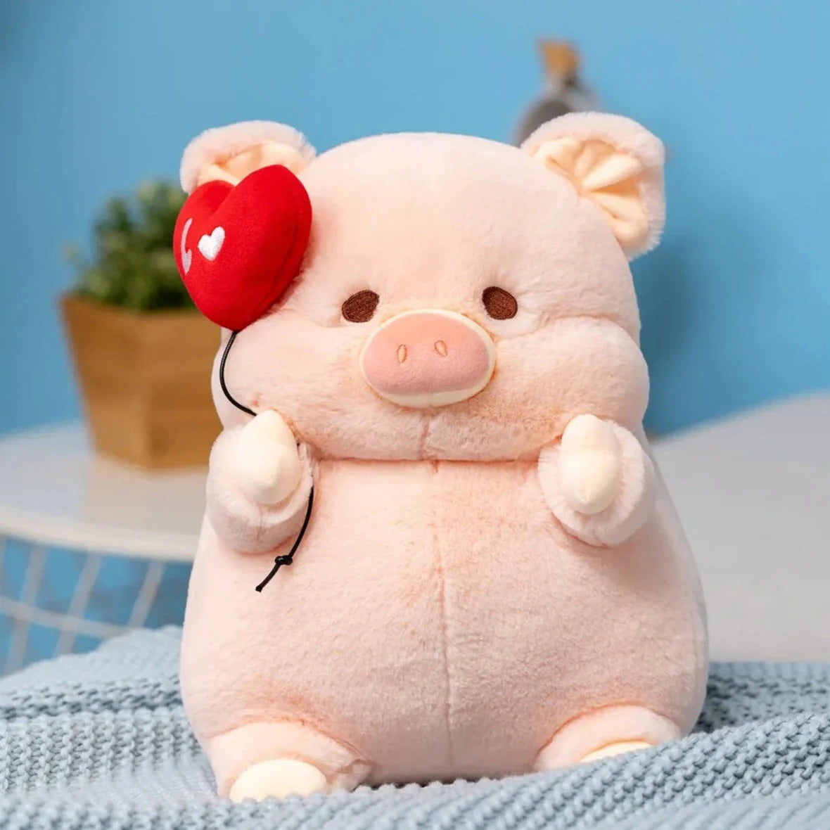 Adorable Chunky Love Heart Piggy Plush Toy
