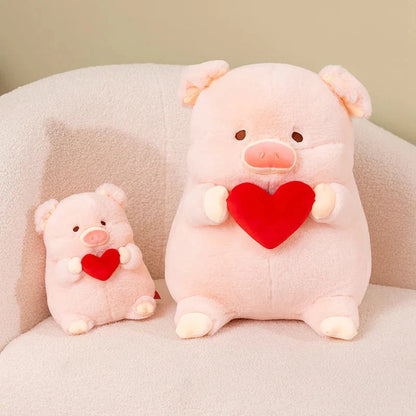Adorable Chunky Love Heart Piggy Plush Toy