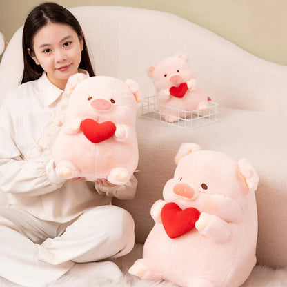 Adorable Chunky Love Heart Piggy Plush Toy