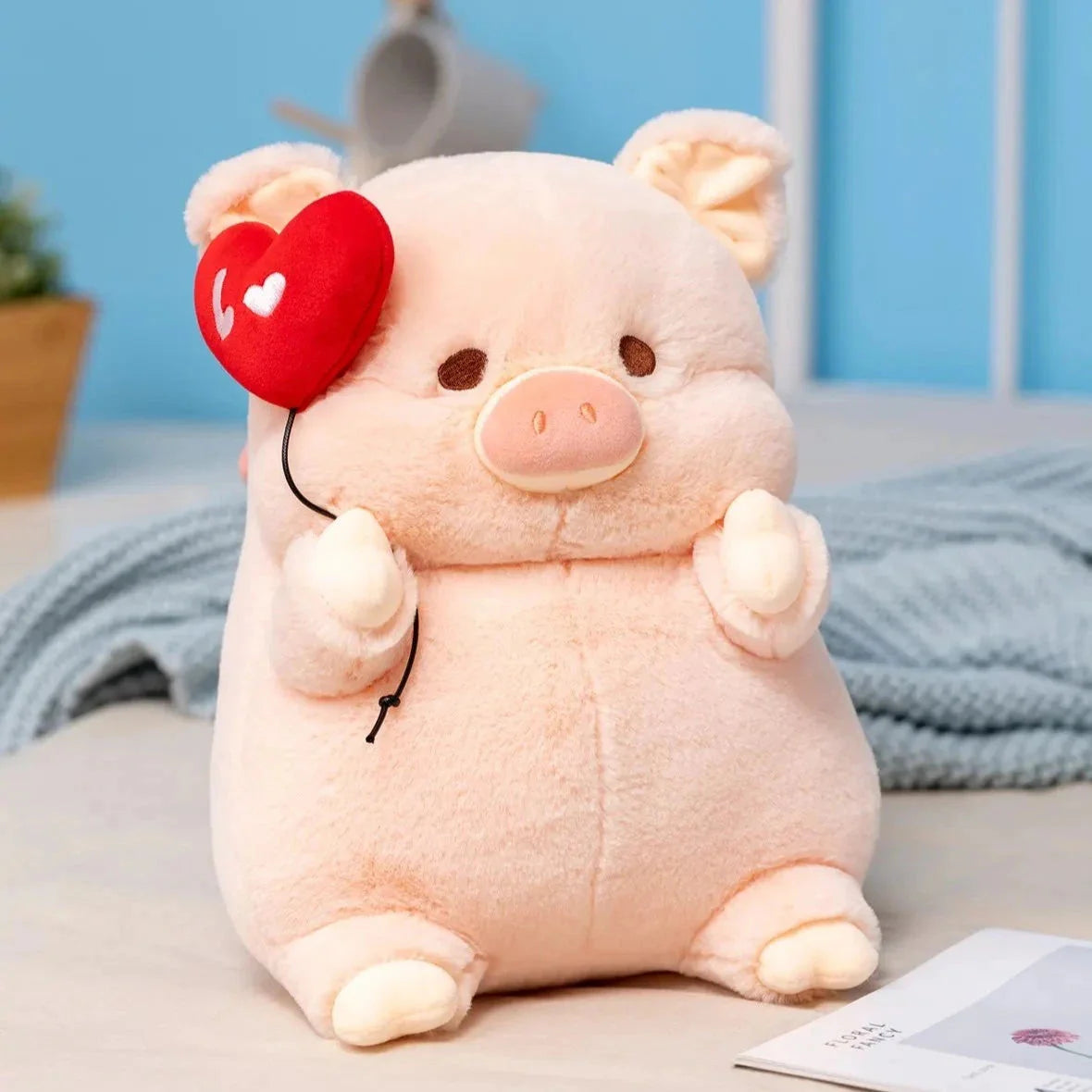 Adorable Chunky Love Heart Piggy Plush Toy