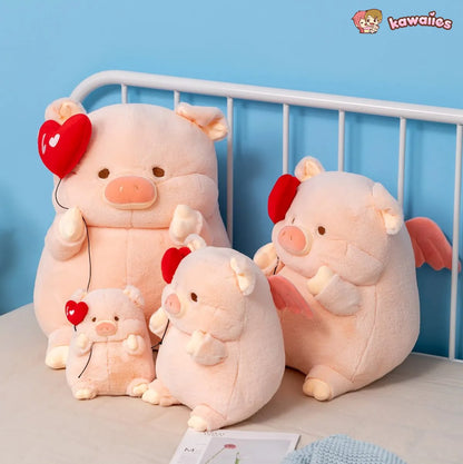 Adorable Chunky Love Heart Piggy Plush Toy