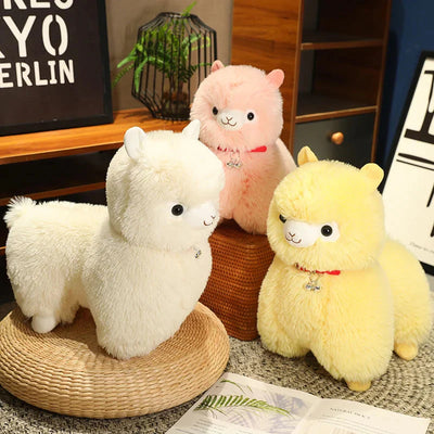 Adorable Fluffy Alpaca and Llama Plush Toys with Charming Bells