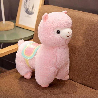 Adorable Kawaii Fluffy Alpaca Plushie Collection in Pink, Purple, and White