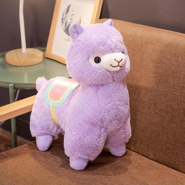 Adorable Kawaii Pink, Purple, and White Fluffy Alpaca Plushie Set