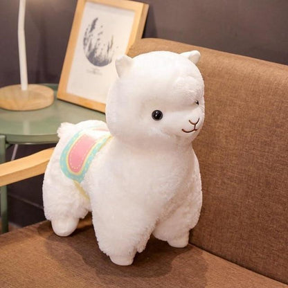 Adorable Kawaii Pink, Purple, and White Fluffy Alpaca Plushie Set
