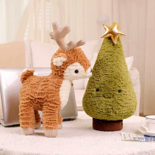 Cozy Fluffy Reindeer Plushie for a Magical Christmas Tree Decor