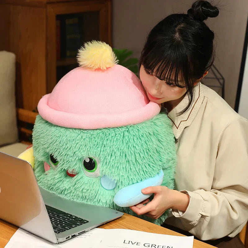 Adorable Fluffy Monster Milk Bottle Plush Toy