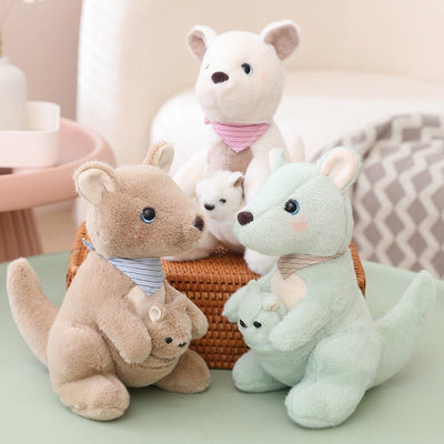 Adorable Fluffy Kangaroo Plushie Set for Mom and Baby