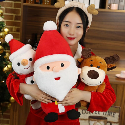 Adorable Holiday Plushies: Santa, Reindeer, and Snowman Characters
