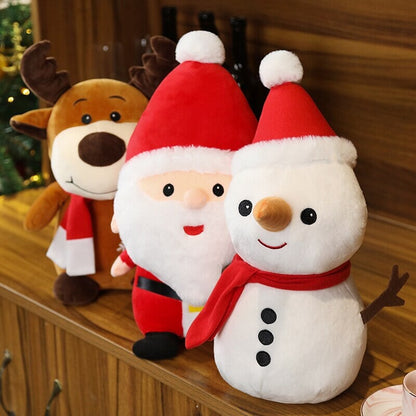 Adorable Holiday Plushies: Santa, Reindeer, and Snowman Characters
