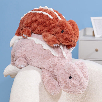 Adorable Fuzzy Plush Pink and Red Lizard Friends