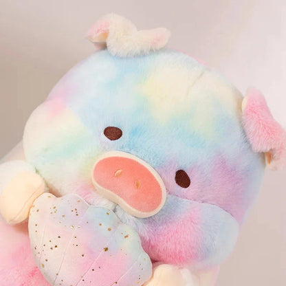 Sparkling Galaxy Rainbow Pig Plushie with Shell