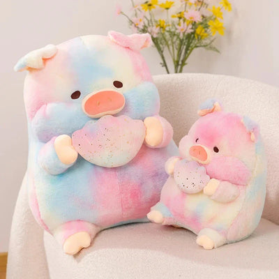 Sparkling Galaxy Rainbow Pig Plushie with Shell