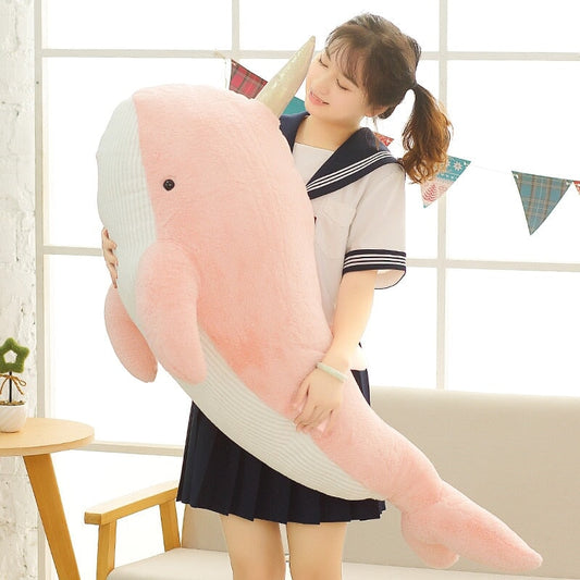 Adorable Giant Blue and Pink Narwhal Plush Toys