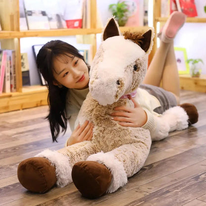 Luxuriously Soft and Adorable Giant Brown and Gray Horse Plush Toy