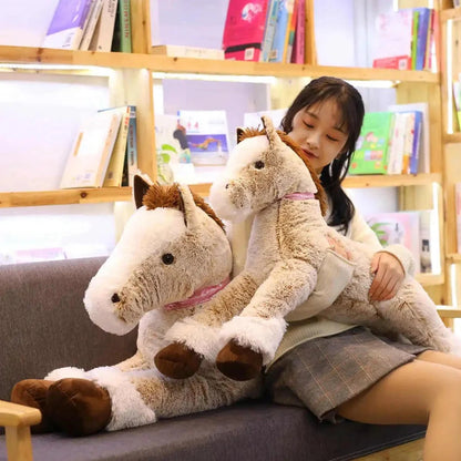 Luxuriously Soft and Adorable Giant Brown and Gray Horse Plush Toy