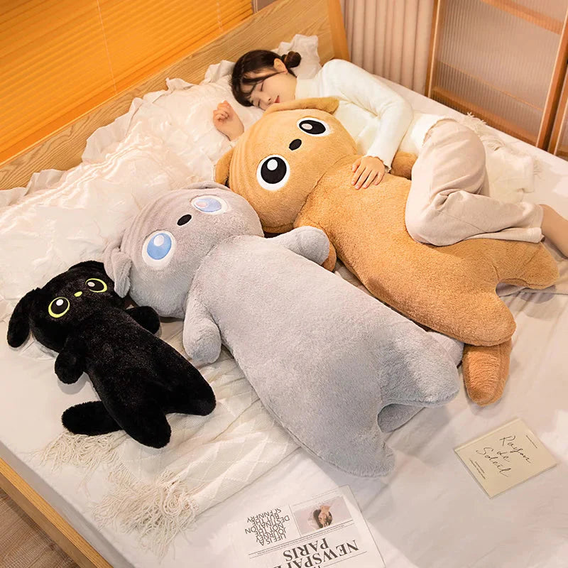 Adorable Giant Kawaii Ginger and Black Gray Dog Plushies in Cute Doll Shape