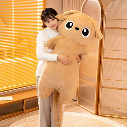 Adorable Giant Kawaii Ginger and Black Gray Dog Plushies in Cute Doll Shape