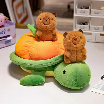 Vibrant Green and Orange Turtle Plush Backpack for Fun Adventures