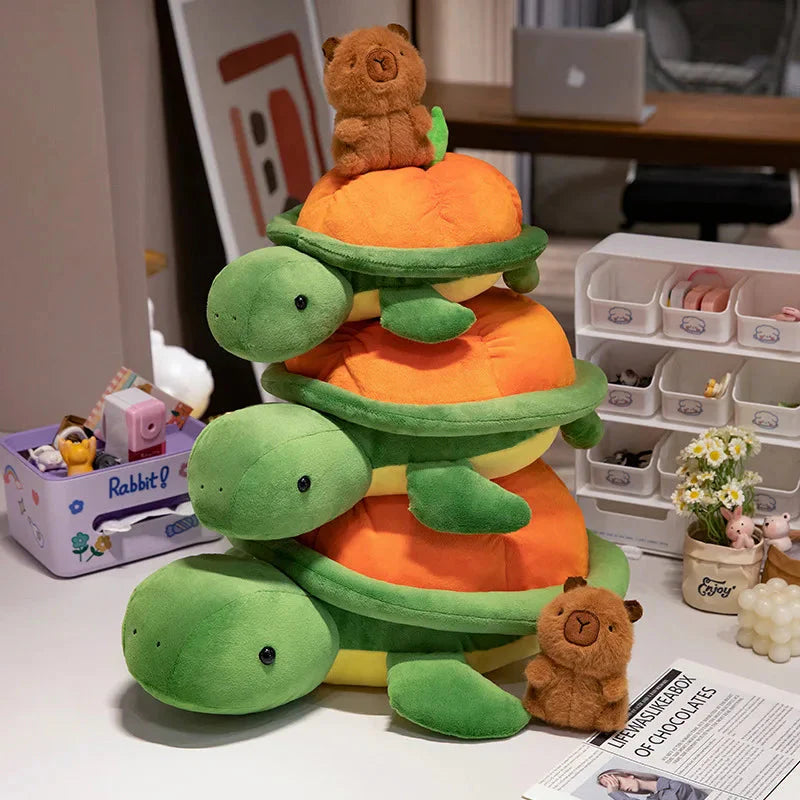 Vibrant Green and Orange Turtle Plush Backpack for Fun Adventures