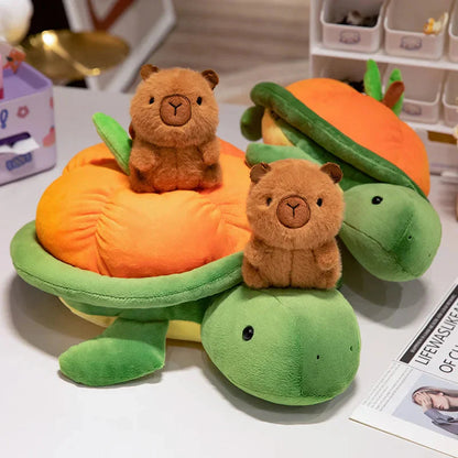 Vibrant Green and Orange Turtle Plush Backpack for Fun Adventures