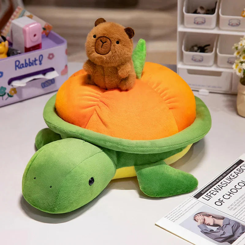 Vibrant Green and Orange Turtle Plush Backpack for Fun Adventures