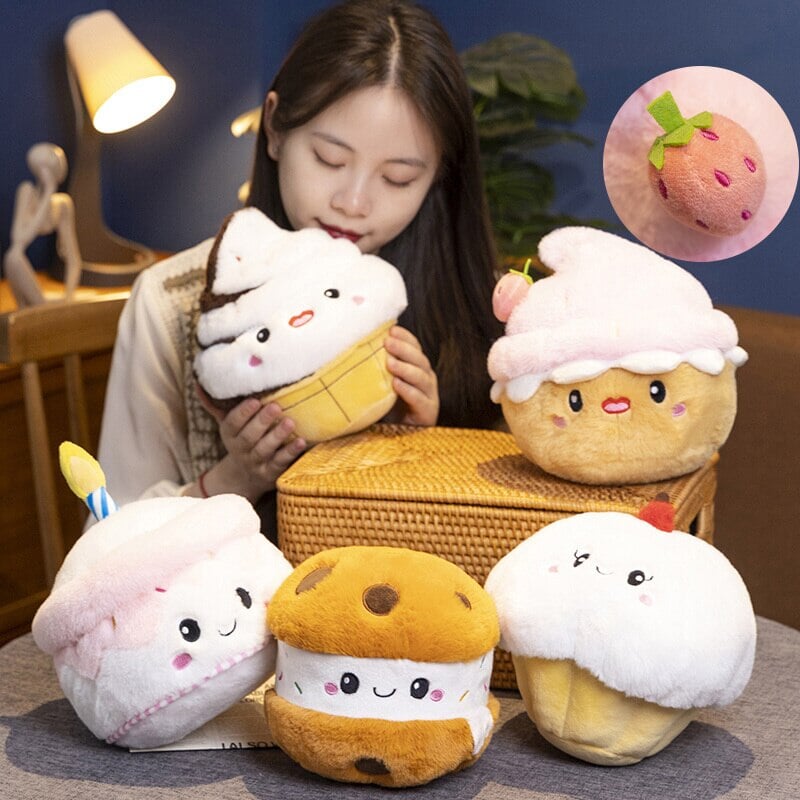 Adorable Strawberry Muffin Cake Plushie - Sweet Bakery Delight!