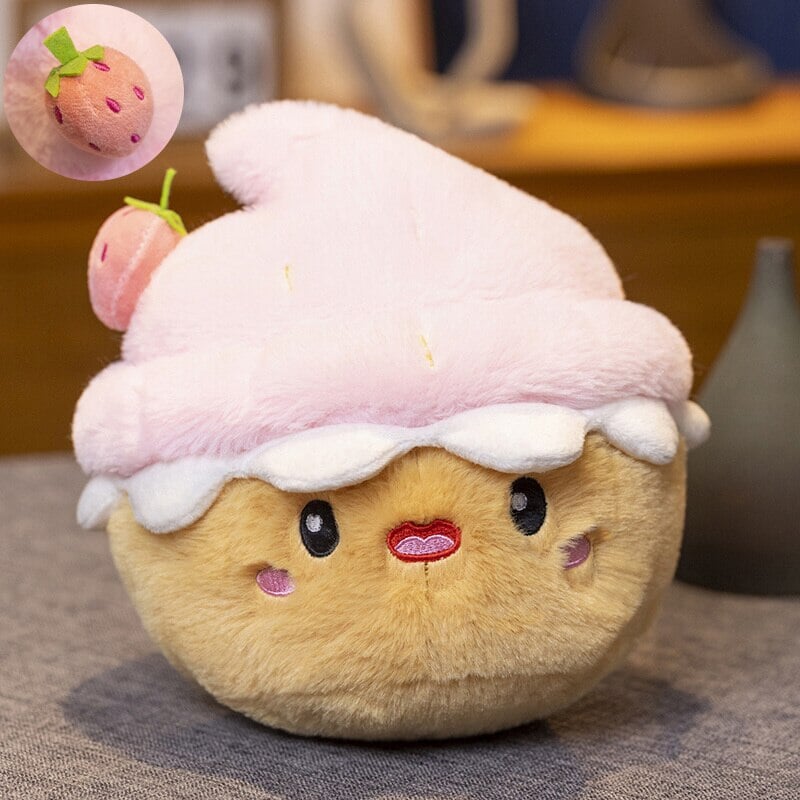 Adorable Strawberry Muffin Cake Plushie - Sweet Bakery Delight!