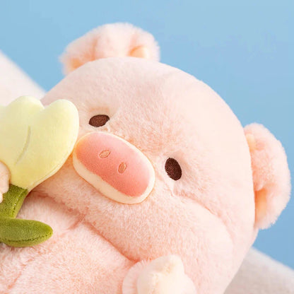 Adorable Chunky Pig Plushie with a Flower – Perfect for Cuddles!