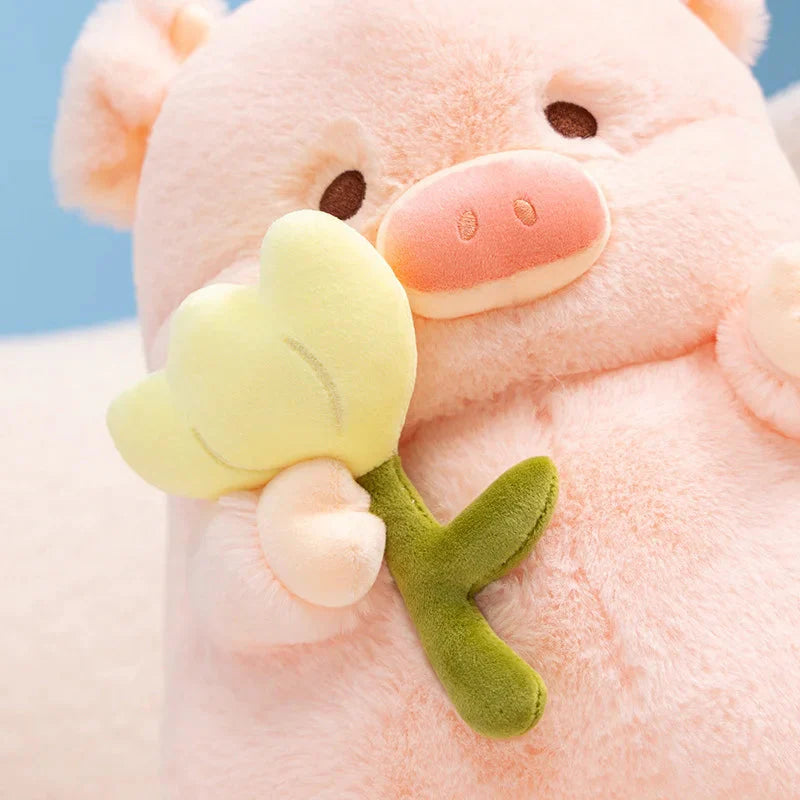 Adorable Chunky Pig Plushie with a Flower – Perfect for Cuddles!