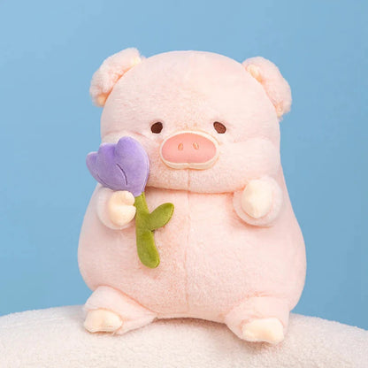 Adorable Chunky Pig Plushie with a Flower – Perfect for Cuddles!