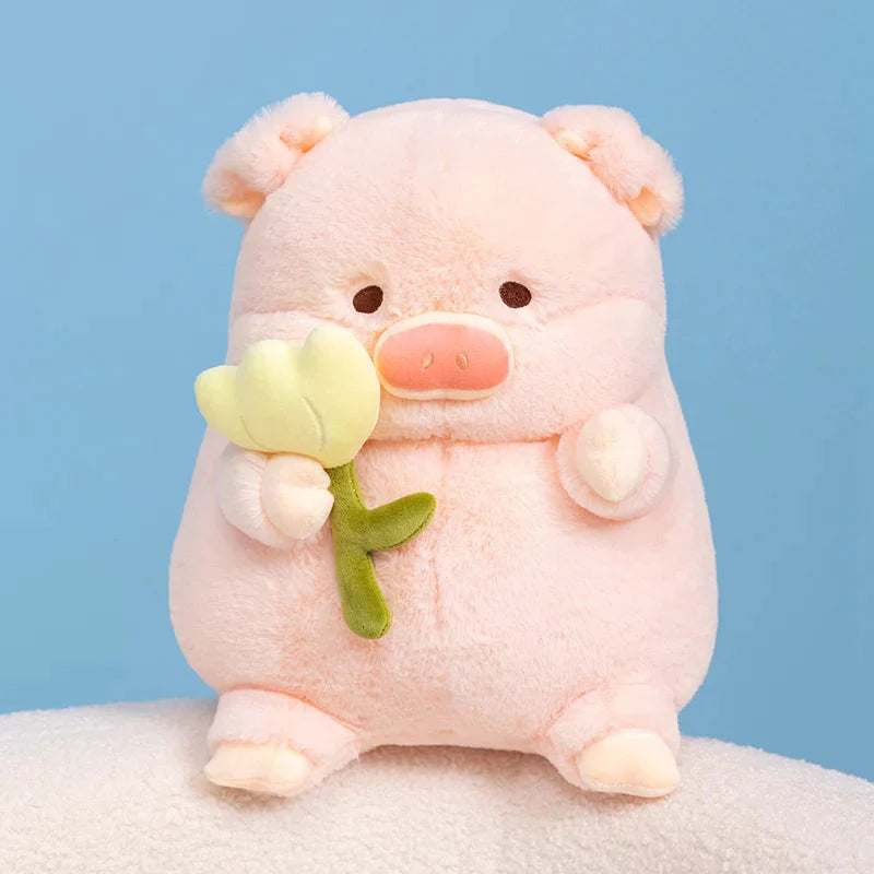 Adorable Chunky Pig Plushie with a Flower – Perfect for Cuddles!